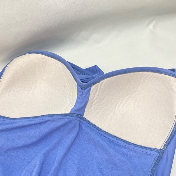 Liz Claiborne One Piece Swimsuit 16 Ruched Front Tie Neck Strap Light Padded - Picture 12 of 13
